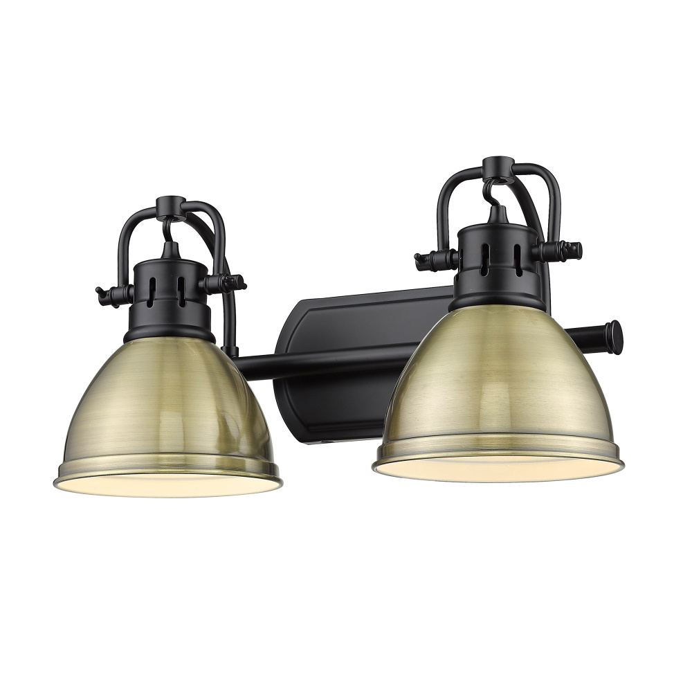 Yep by Golden Lighting Duncan 2-light Vanity in Matte Black and Aged Brass shade